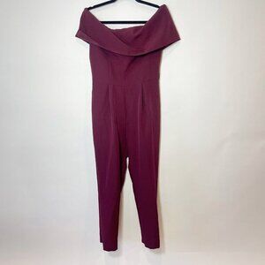 Vanessa Collection Womens Off Shoulder Jumpsuit Maroon Red S Cocktail‎ One Piece